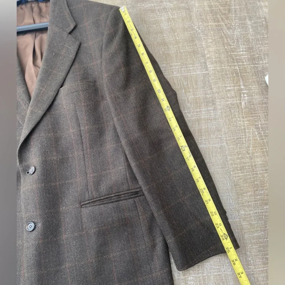 Vintage Brooks Brothers Wool Plaid Jacket Sport Coat Blazer Mens 43L Old Money